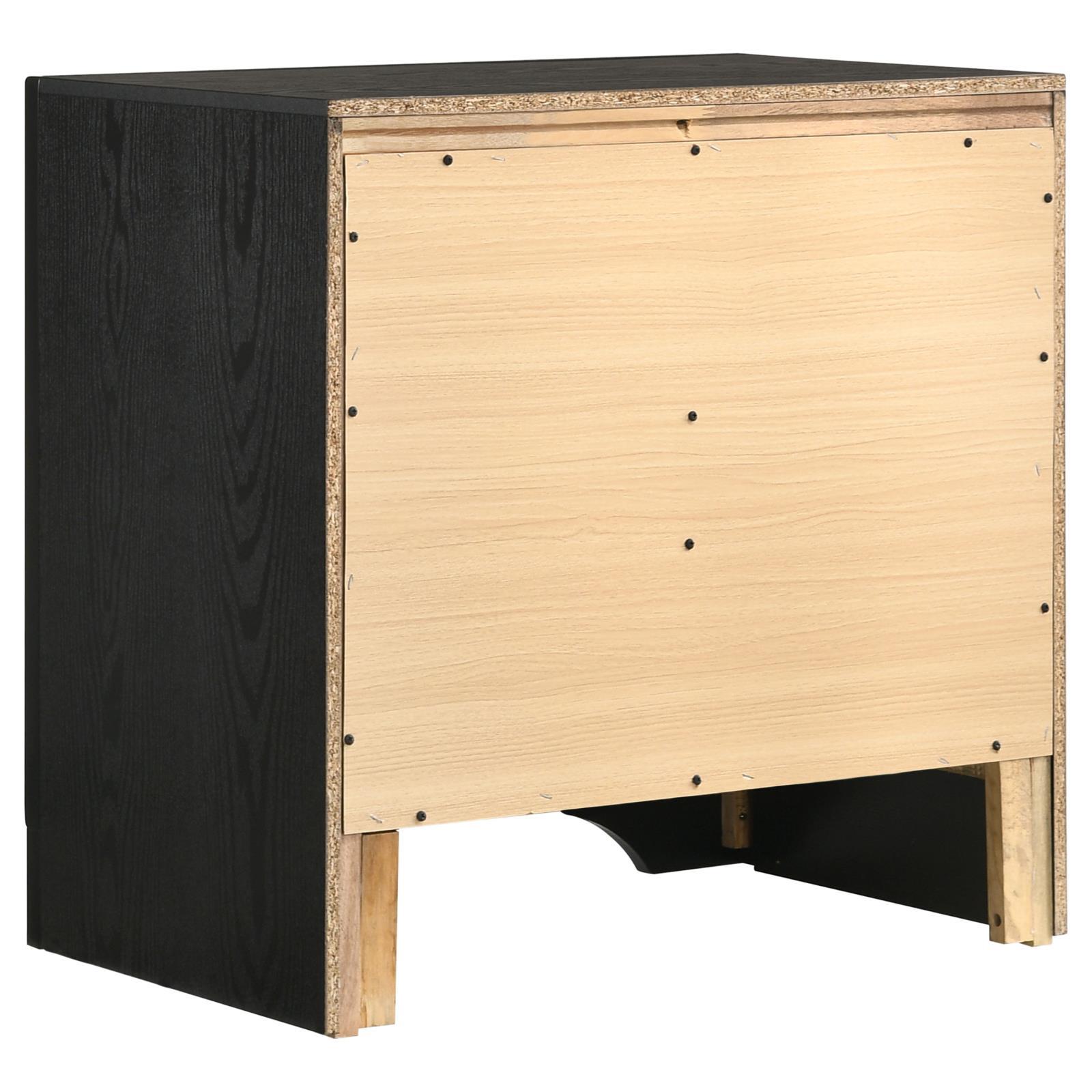 Black 2 Drawer Nightstand With Hidden Jewelry Tray Black 2 Drawers Bedroom Drawer Storage Contemporary,Modern Rubberwood Felt Lined Drawers Black Wood