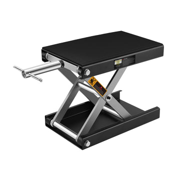 Motorcycle Lift, 3.7 14 Inch Motorcycle Scissor Jack, 1100Lb Capacity Wide Deck Motorcycle Center Stand And 1 2 Ton Scissor Lift Jack For Street Bikes Cruisers Touring Motorcycles More Black And Silver Steel