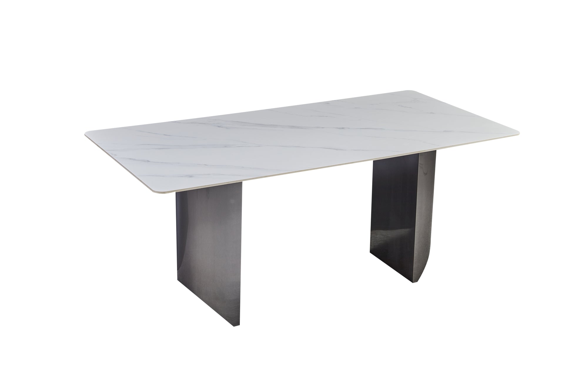 Black Titanium Stainless Steel Dining Table With Rock Plate Supports Up To 68.5 Kg White Stainless Steel