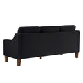Modern 3 Person Seat Sofa Couch With Scooped Armrest Wood Legs,Upholstered Velvet 3 Seat Sofa With Removable Cushions For Livingroom Bedroom,Black Black Espresso Velvet Wood Primary Living Space Medium Soft Cushion Back American Design Rubberwood Square