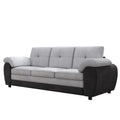 81.9 Large Size Three Seat Sofa,Modern Upholstered,Black Leather Paired With Light Gray Velvet Black Gray Velvet Wood Primary Living Space Medium Firm Modern Eucalyptus Polyurethane Foam Eucalyptus