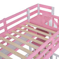 Twin Over Twin Castle Style Bunk Bed With 2 Drawers 3 Shelves And Slide Pink Pink Solid Wood