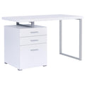 White 3 Drawer Reversible Office Desk White White Writting Desk Office Contemporary,Modern Rectangular Drawers Desk Wood Sled