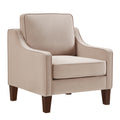 Modern Armchair, Living Room Single Seat Sofa Chair With Wooden Legs, Upholstered Velvet Accent Chair For Living Room, Bedroom,Taupe Taupe Espresso Velvet Wood Primary Living Space Medium Soft Cushion Back American Design Rubberwood Square Arms Foam