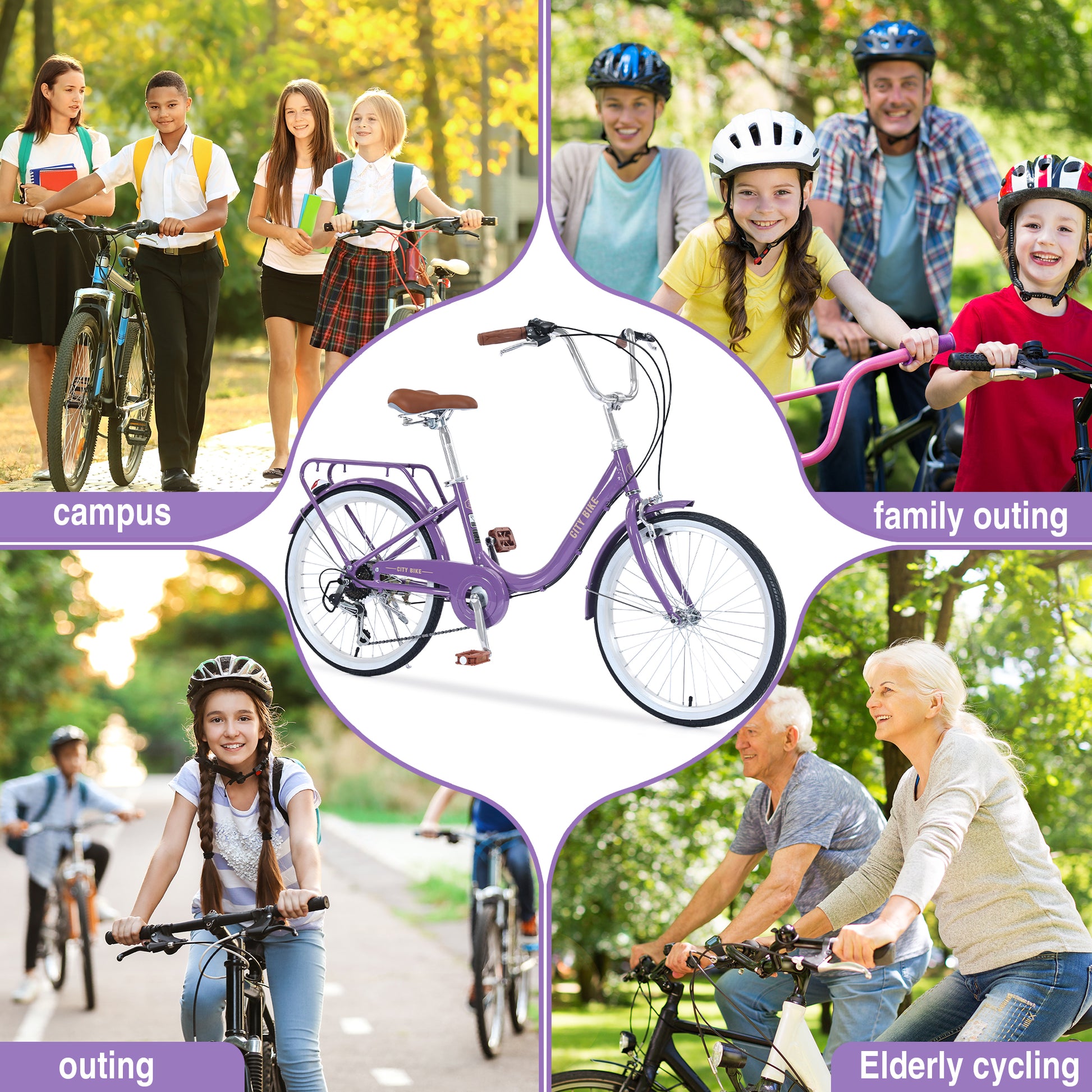 7 Speed, Steel Frame,Multiple Colors 22 Inch Girls Bicycle Cycling Purple Garden & Outdoor Aluminium Alloy