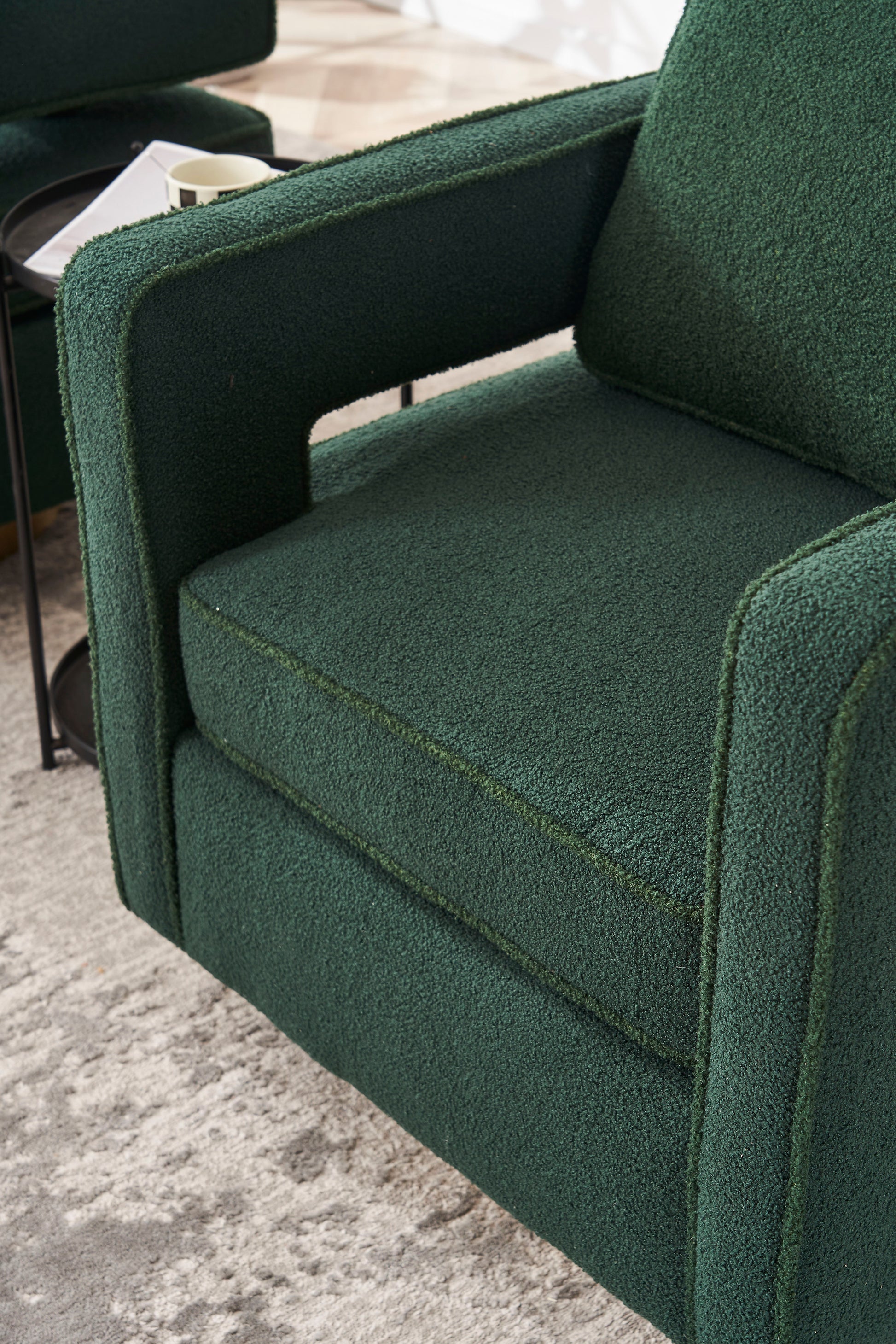 Swivel Barrel Chair For Living Room,360 Degree Swivel Club Modern Accent Single Sofa Chair, Small Leisure Arm Chair For Nursery, Hotel, Bedroom, Office Green Primary Living Space Modern Faux Fur