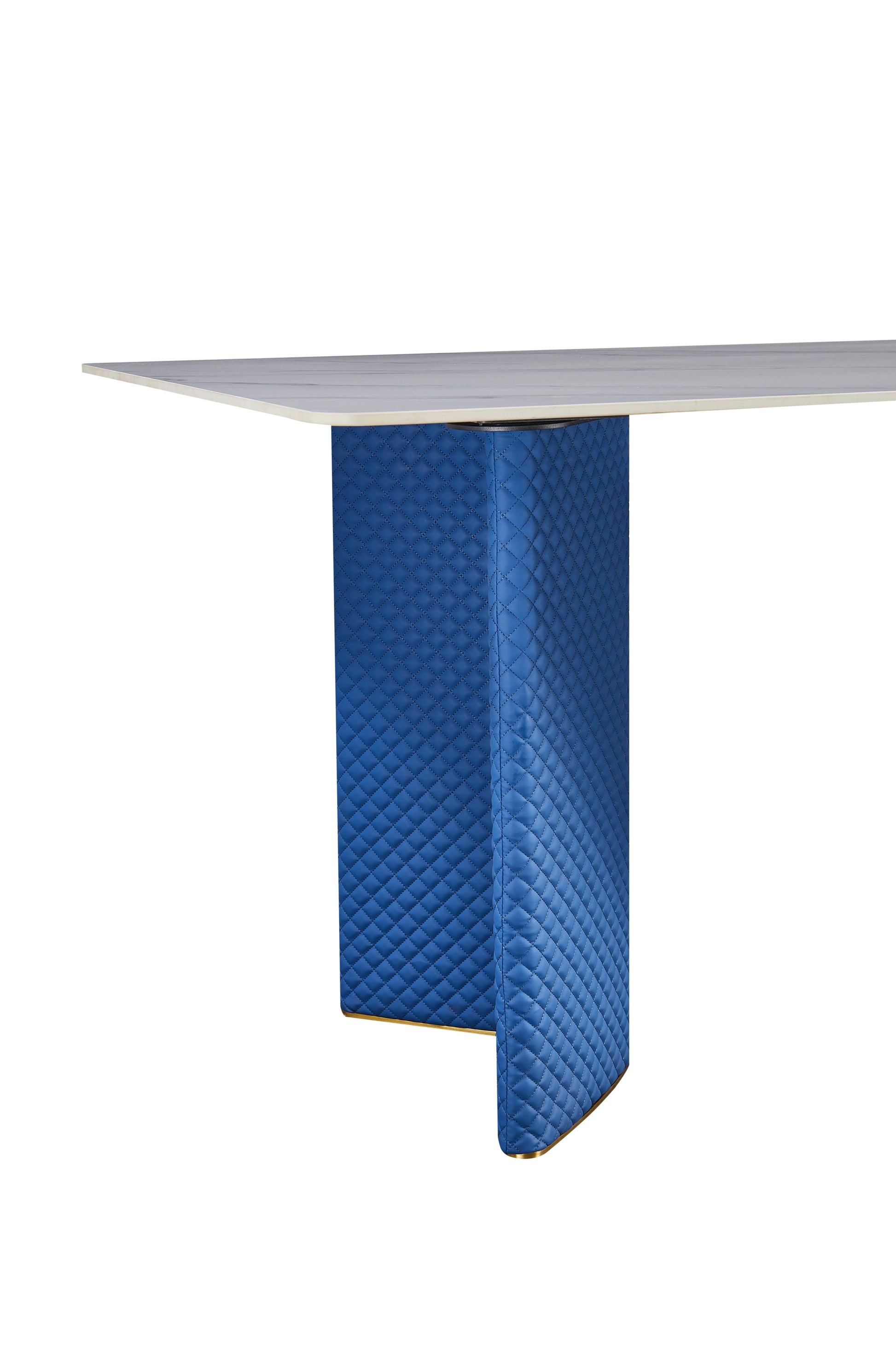 Stainless Steel Dining Table With Rock Plate And Woven Leather Supports Up To 94.5 Kg Excluding Chairs White Stainless Steel