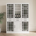 Brown Walnut Color Modular Wine Bar Cabinet With Storage Shelves With Hutch For Dining Room White Mdf