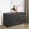 6 Drawer Double Dresser For Bedroom Living Room Hallway,Black Black Particle Board