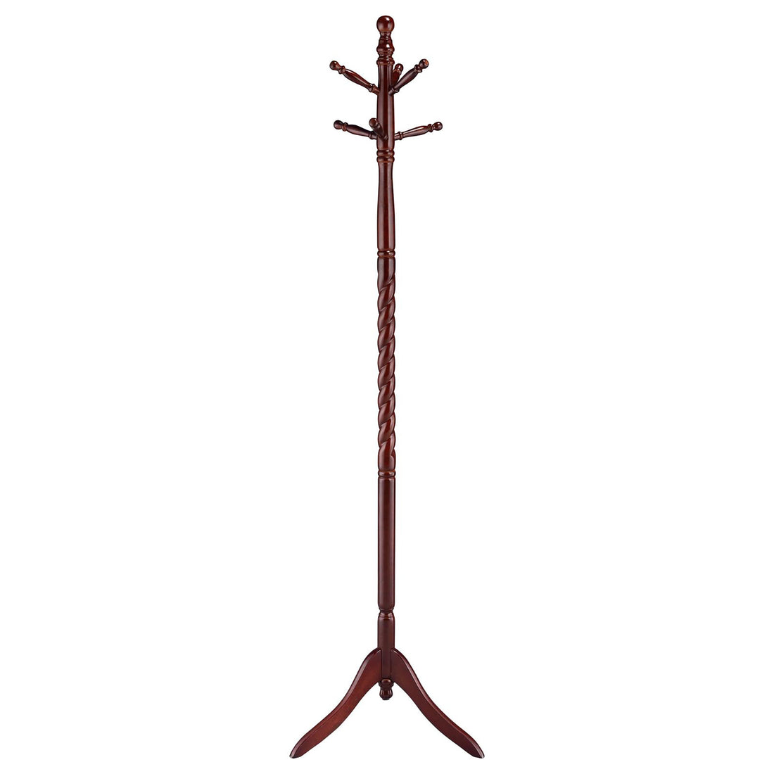 Merlot Coat Rack With Twisted Post Brown Brown Primary Living Space Traditional Rubberwood Wood