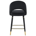 Black Open Back Counter Height Stools Set Of 2 Solid Black Dining Room Foam Glam Open Back Foam Velvet