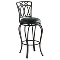 Black Swivel Bar Stool With Upholstered Seat Solid Black Dining Room Spot Clean Traditional Bar Stools Open Back Metal