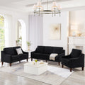 Modern Armchair, Living Room Single Seat Sofa Chair With Wooden Legs, Upholstered Velvet Accent Chair For Living Room, Bedroom,Black Black Espresso Velvet Wood Primary Living Space Medium Soft Cushion Back American Design Rubberwood Square Arms Foam