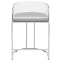 Grey And Chrome Acrylic Back Stools Set Of 2 Solid Grey Dining Room Foam Spot Clean Contemporary,Modern Bar Stools Solid Back Foam Faux Leather