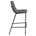Grey And Black Bar Stools Set Of 2 With Footrest Solid Grey Dining Room Foam Spot Clean Industrial Bar Stools Solid Back Foam Faux Leather
