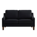Modern Loveseat Sofa For Living Room, Upholstered Velvet Small Couch With Wooden Legs For Livingroom Bedroom, Black Black Espresso Velvet Wood Primary Living Space Medium Soft Cushion Back American Design Rubberwood Square Arms Foam Velvet 2 Seat