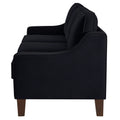 Modern 3 Person Seat Sofa Couch With Scooped Armrest Wood Legs,Upholstered Velvet 3 Seat Sofa With Removable Cushions For Livingroom Bedroom,Black Black Espresso Velvet Wood Primary Living Space Medium Soft Cushion Back American Design Rubberwood Square