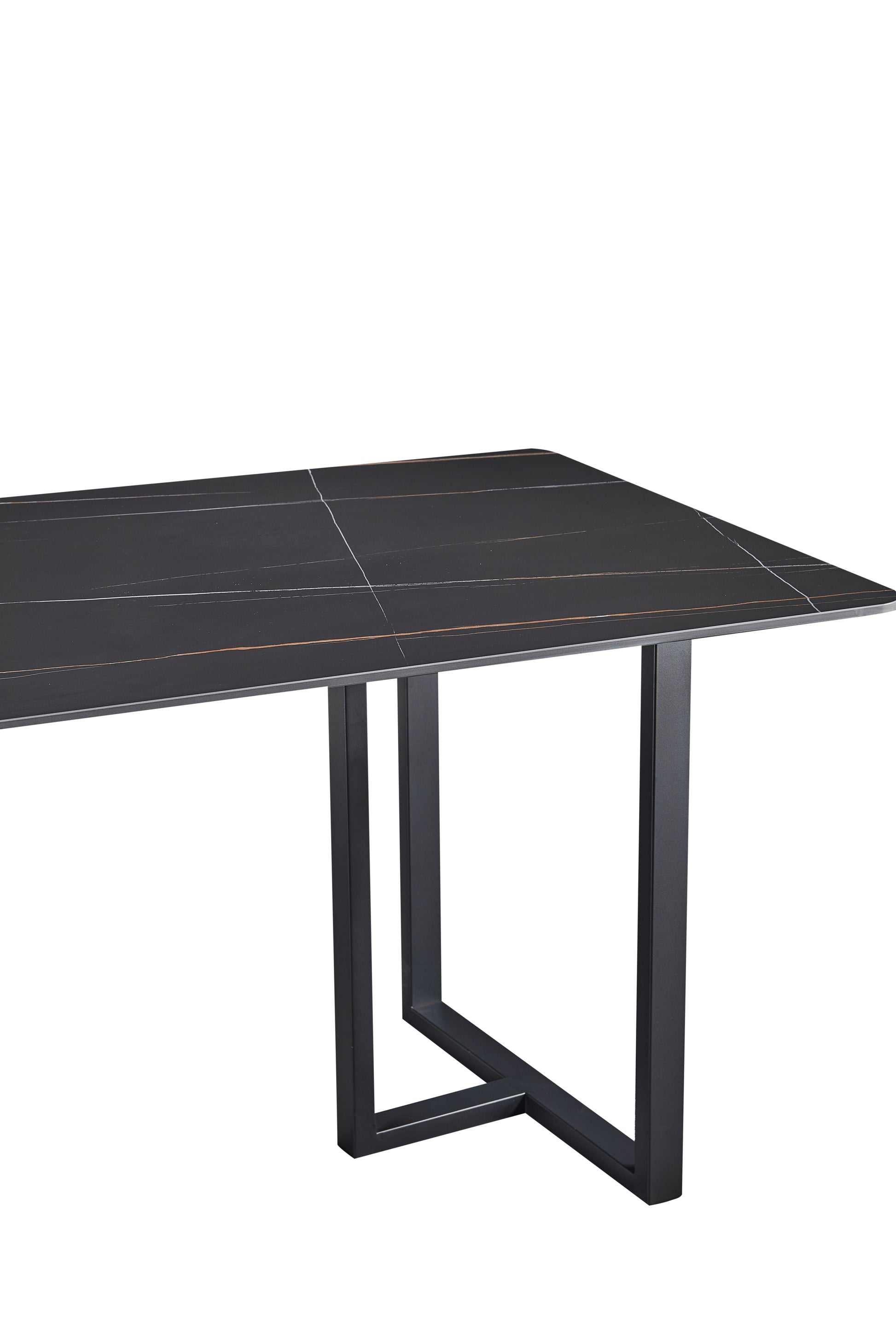 Carbon Steel Dining Table With Lauren Black Gold Stone Surface Supports Up To 74 Kg Black Gold Carbon Steel