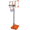 Portable Basketball Goal System With Stable Base And Wheels, Use For Indoor Outdoor Teenagers Youth Height Adjustable 5.6 To 7Ft Basketball Hoop 28 Inch Backboard Orange Sporty Iron