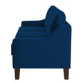 Modern 3 Person Seat Sofa Couch With Scooped Armrest Wood Legs,Upholstered Velvet 3 Seat Sofa With Removable Cushions For Livingrooom Bedroom,Navy Navy Espresso Velvet Wood Primary Living Space Medium Soft Cushion Back American Design Rubberwood Square