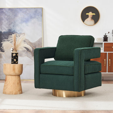 Swivel Barrel Chair For Living Room,360 Degree Swivel Club Modern Accent Single Sofa Chair, Small Leisure Arm Chair For Nursery, Hotel, Bedroom, Office Green Primary Living Space Modern Faux Fur