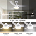 42 Inch Indoor White Ceiling Fan With Led Light Matte White Modern Abs Steel Q235 Abs Steel Q235