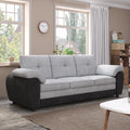 81.9 Large Size Three Seat Sofa,Modern Upholstered,Black Leather Paired With Light Gray Velvet Black Gray Velvet Wood Primary Living Space Medium Firm Modern Eucalyptus Polyurethane Foam Eucalyptus