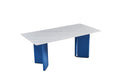 Stainless Steel Dining Table With Rock Plate And Woven Leather Supports Up To 94.5 Kg Excluding Chairs White Stainless Steel