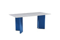 Stainless Steel Dining Table With Rock Plate And Woven Leather Supports Up To 94.5 Kg Excluding Chairs White Stainless Steel