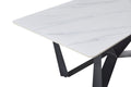 Sleek Black Sandstone Dining Table With Glossy Snow Mountain Stone Top And Carbon Steel Base Load Capacity 94.5 Kg Excluding Chairs White Carbon Steel