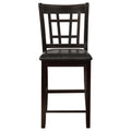 Black And Espresso Lattice Back Counter Height Stools Set Of 2 Solid Brown Espresso Dining Room Foam Spot Clean Transitional Rubberwood Open Back Foam Faux Leather