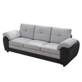 81.9 Large Size Three Seat Sofa,Modern Upholstered,Black Leather Paired With Light Gray Velvet Black Gray Velvet Wood Primary Living Space Medium Firm Modern Eucalyptus Polyurethane Foam Eucalyptus