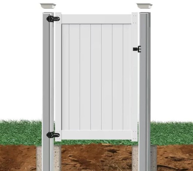 Fence Gate 4Ft Width Privacy Vinyl White White Vinyl