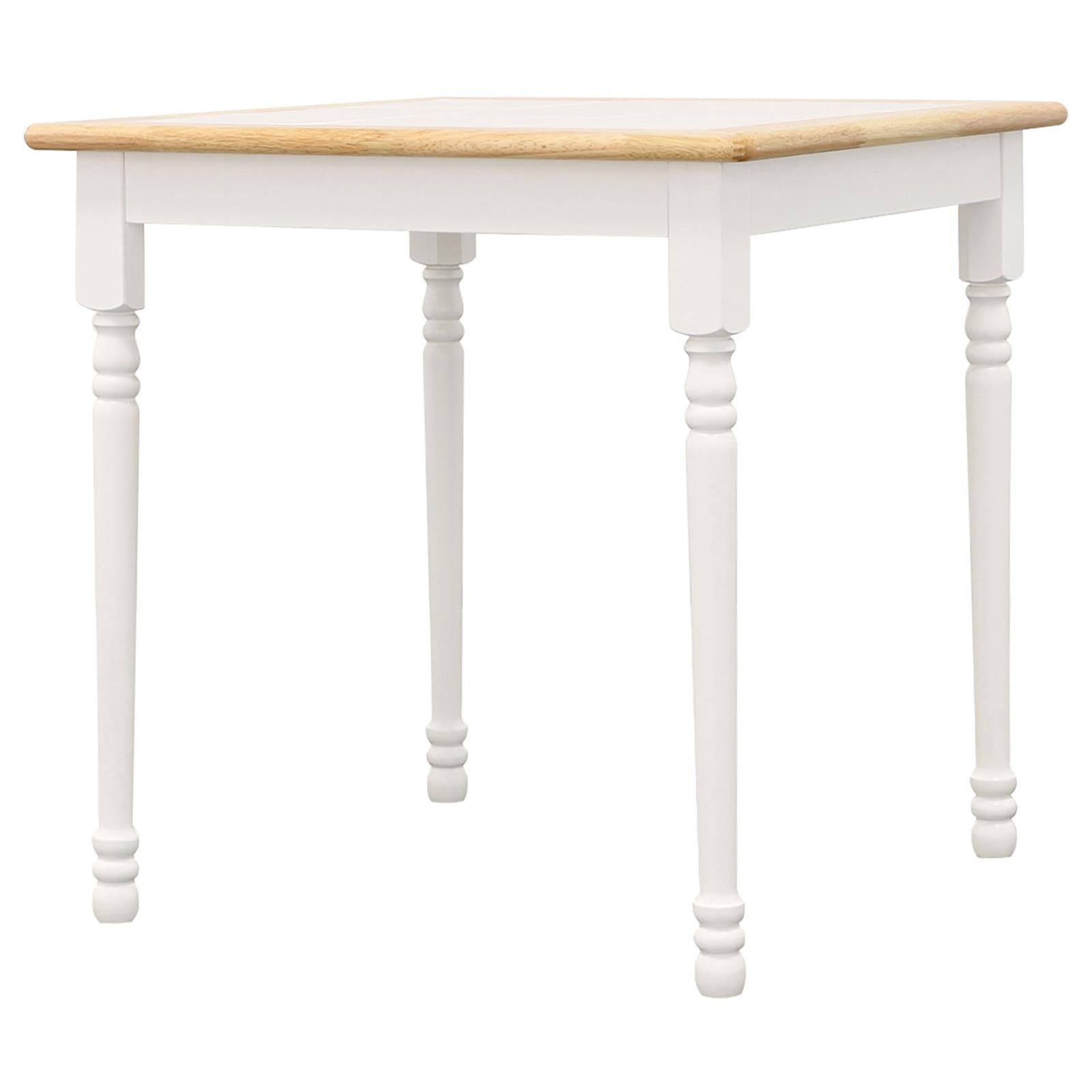 Natural And White Dining Table Natural Brown Dining Room Farmhouse,Rustic Freestanding Rubberwood Square Kitchen & Dining Tables Wood
