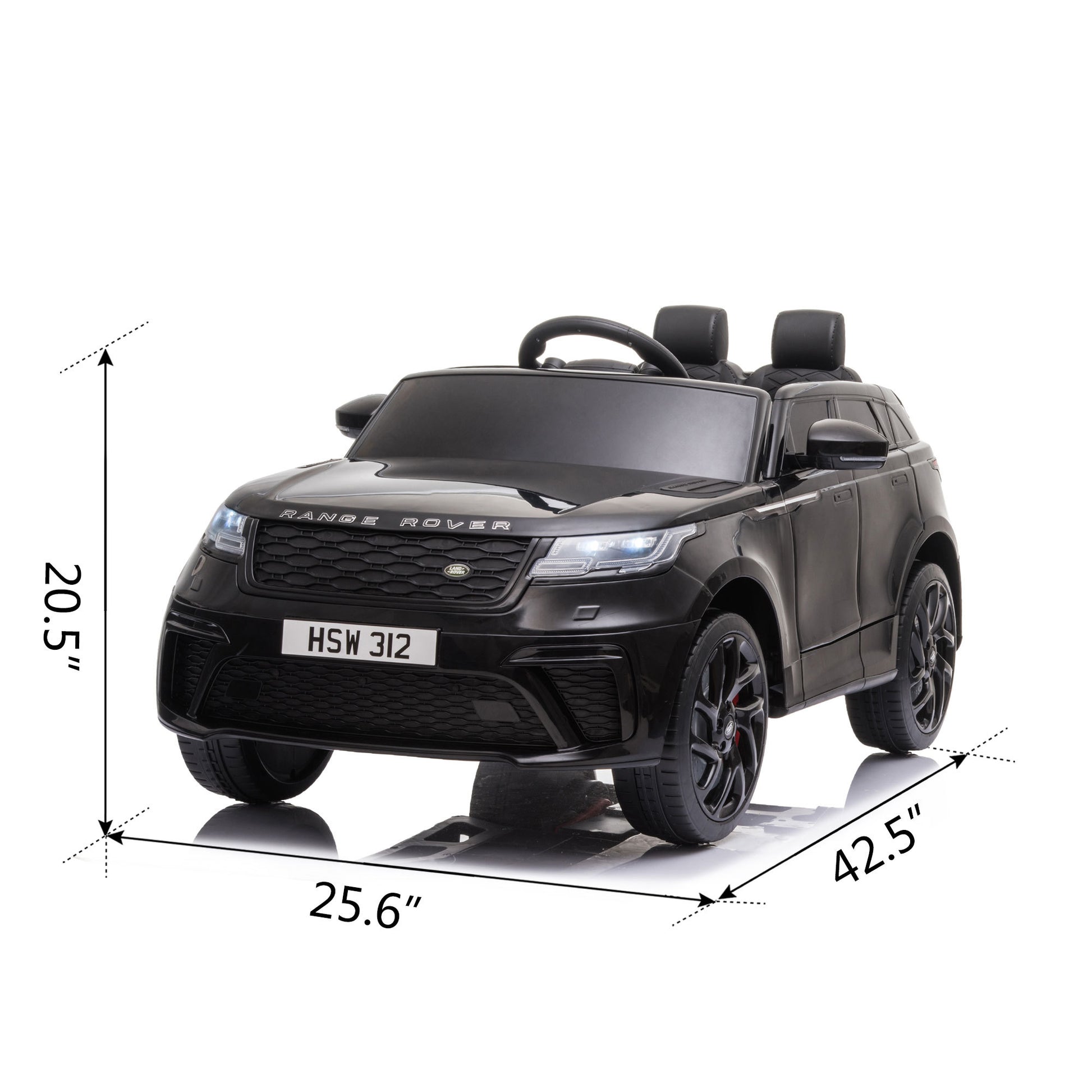 12V Licensed Range Rover Kids Ride On Car, Battery Powered Vehicle W Remote Control, Led Lights, Music, Spring Suspension, Soft Start, Electric Car Toy Gift Black Polypropylene