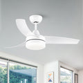 42 Inch Indoor White Ceiling Fan With Led Light Matte White Modern Abs Steel Q235 Abs Steel Q235