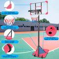 Portable Basketball Goal System With Stable Base And Wheels, Use For Indoor Outdoor Teenagers Youth Height Adjustable 5.6 To 7Ft Basketball Hoop 28 Inch Backboard Pink Sporty Iron