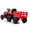 12V Kids Ride On Tractor With Trailer, Battery Powered Electric Car W Music, Usb, Music, Led Lights, Vehicle Toy For 3 To 6 Ages, Red Red Polypropylene