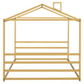Metal House Shape Platform Bed, Gold, Queen Queen Gold Metal