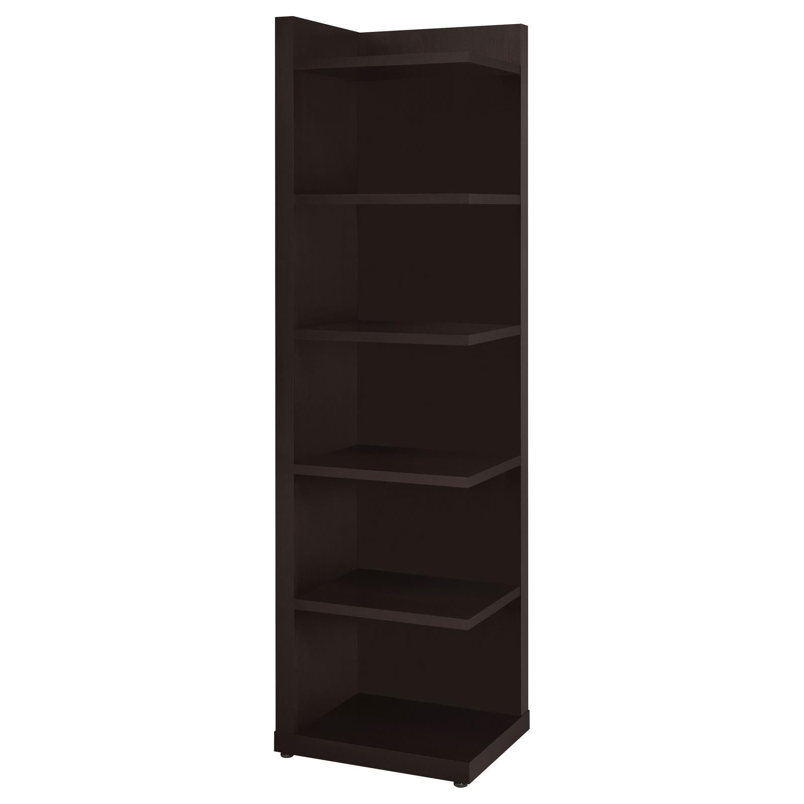 Cappuccino 6 Tier Corner Bookcase 6 Cappuccino Brown Corner Vertical Primary Living Space Closed Back Wood Transitional Wood