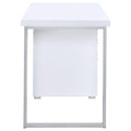 White 3 Drawer Reversible Office Desk White White Writting Desk Office Contemporary,Modern Rectangular Drawers Desk Wood Sled