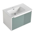 36 '' Wall Mounted Bathroom Vanity With Ceramic Sink, Bathroom Vanity With Soft Close Door Mint Green Bathroom Wall Mounted Modern Plywood