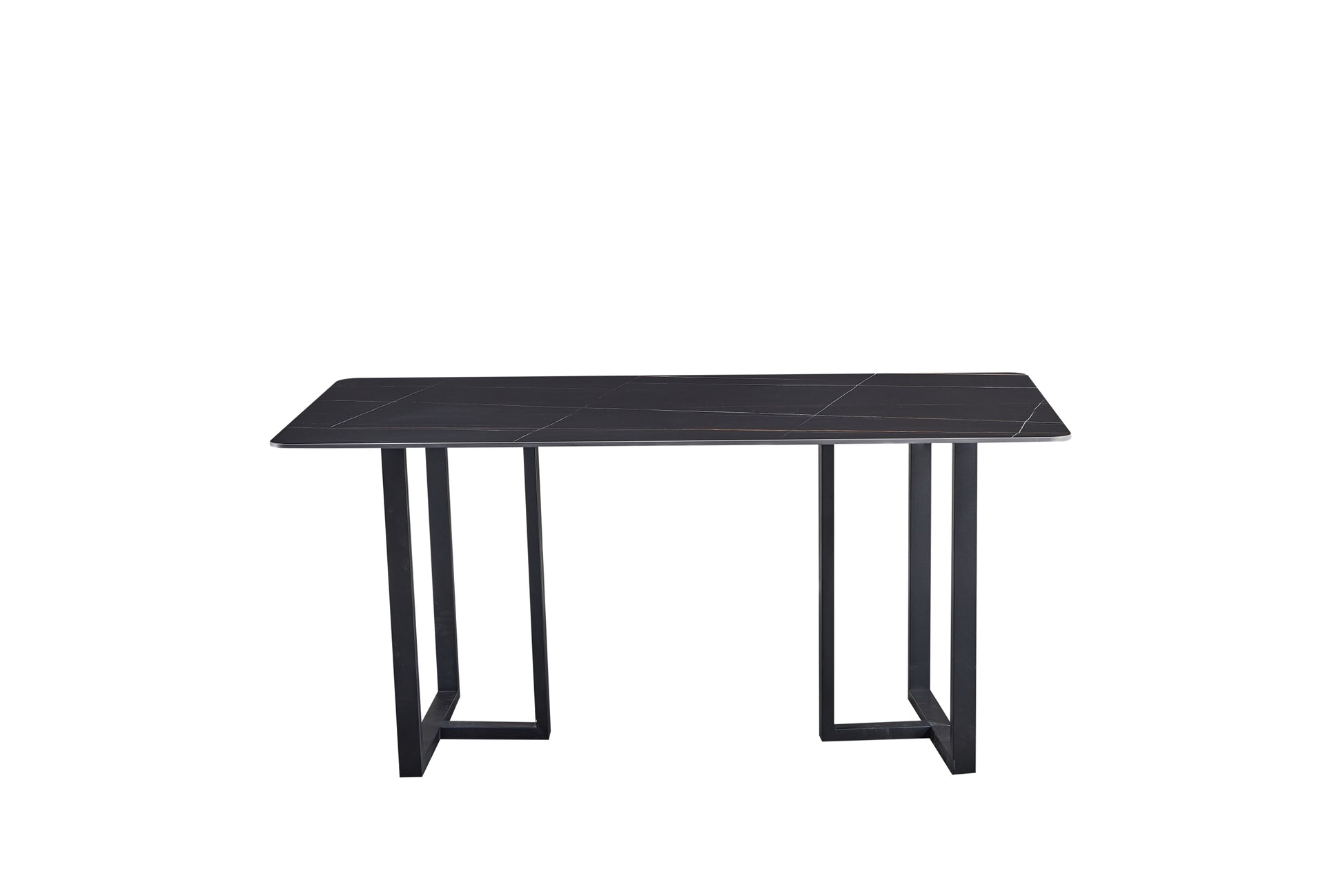 Carbon Steel Dining Table With Lauren Black Gold Stone Surface Supports Up To 74 Kg Black Gold Carbon Steel