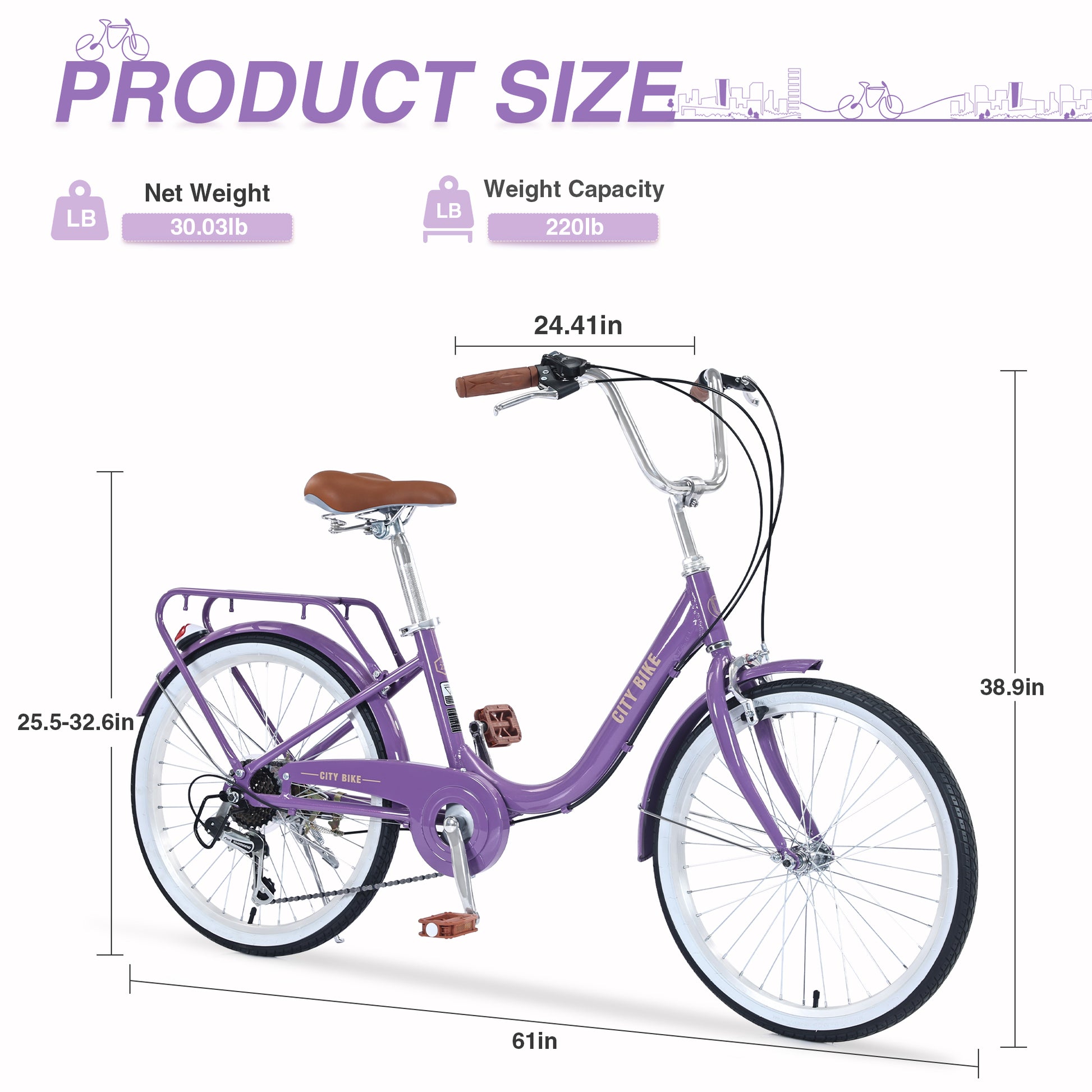 7 Speed, Steel Frame,Multiple Colors 22 Inch Girls Bicycle Cycling Purple Garden & Outdoor Aluminium Alloy