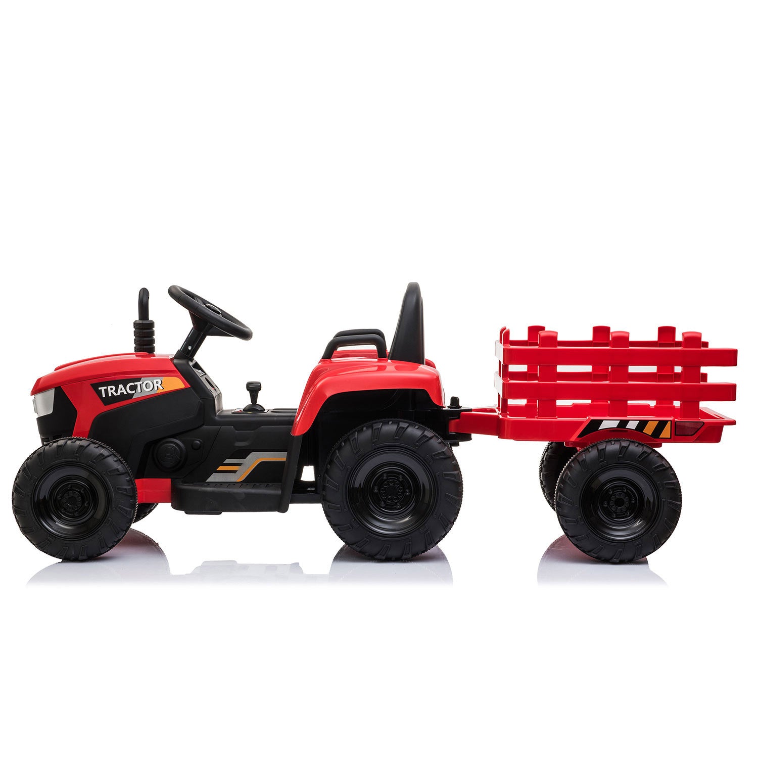 12V Kids Ride On Tractor With Trailer, Battery Powered Electric Car W Music, Usb, Music, Led Lights, Vehicle Toy For 3 To 6 Ages, Red Red Polypropylene