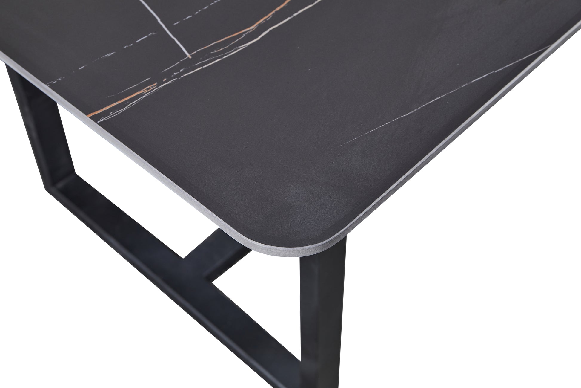 Carbon Steel Dining Table With Lauren Black Gold Stone Surface Supports Up To 64 Kg Excluding Chairs Black Gold Carbon Steel