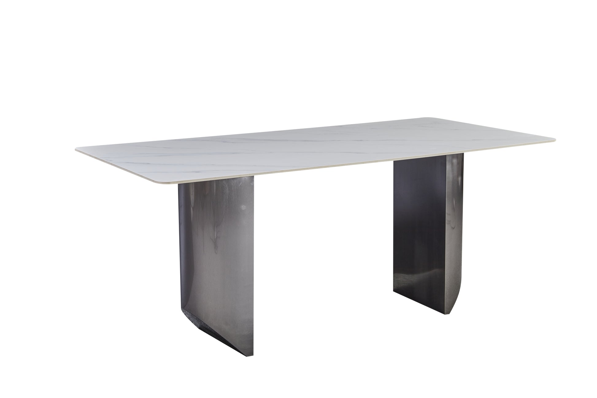 Black Titanium Stainless Steel Dining Table With Rock Plate Supports Up To 68.5 Kg White Stainless Steel