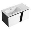 40'' Floating Wall Mounted Bathroom Vanity With Ceramics Sink & Soft Close Cabinet Door White Black Soft Close Doors Bathroom Wall Mounted Modern Plywood Plywood