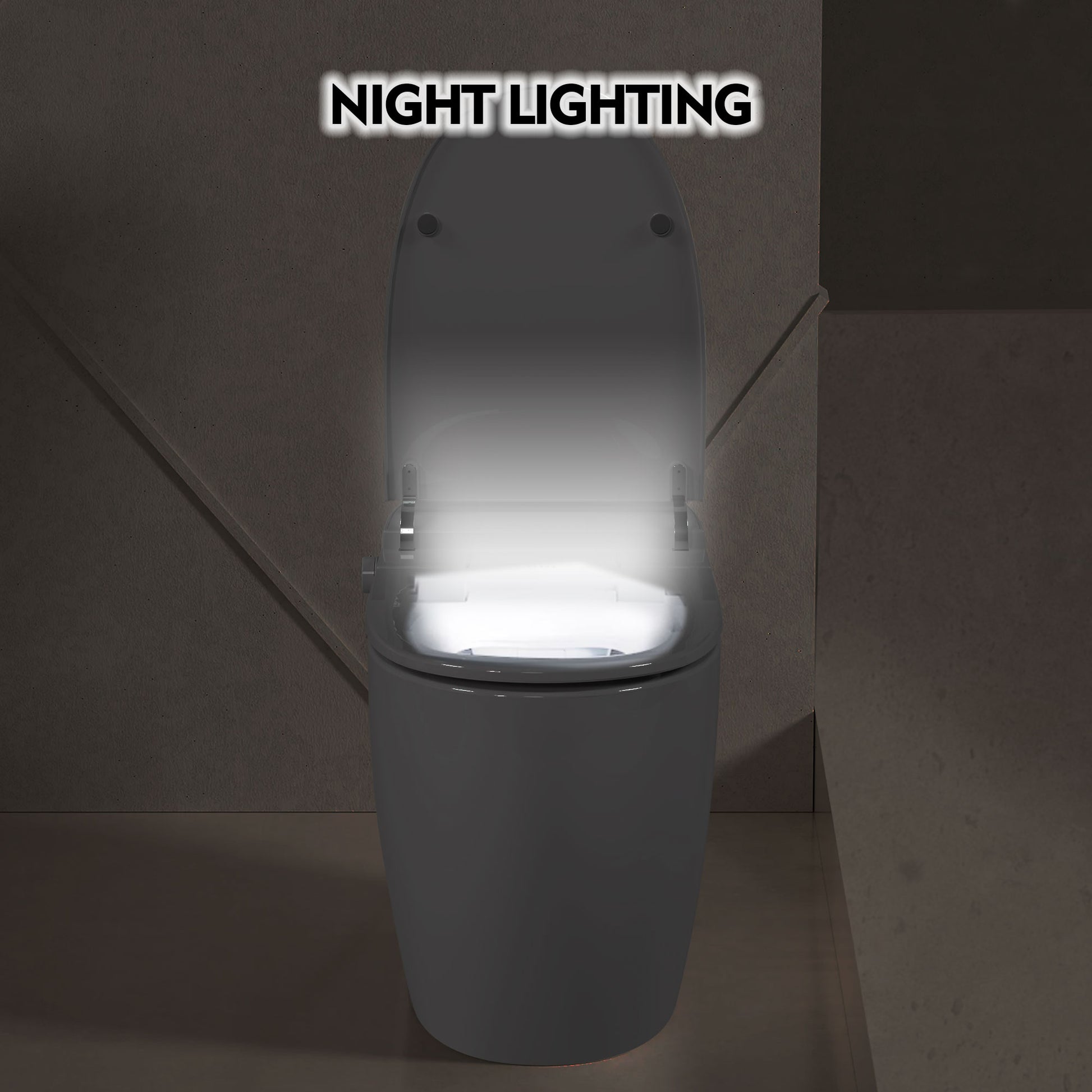 Heated Seat Smart Toilet, One Piece Toilet, Automatic Flush Tank Less Toilet Without Bidet, With Foot Sensor Flush, White Night Light, Knob Control, Power Outage Flushing, Soft Close Cover,White White Ceramic