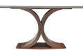 Elegant Red Copper And Carbon Steel Dining Table With Glossy Snow Mountain Stone Top Load Capacity 109.5 Kg Excluding Chairs White Carbon Steel